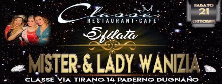 PADERNO DUGNANO (MI). Sabato 21 Ottobre nuovo evento MISTER E LADY WANIZIA VANITÀ E MALIZIA.