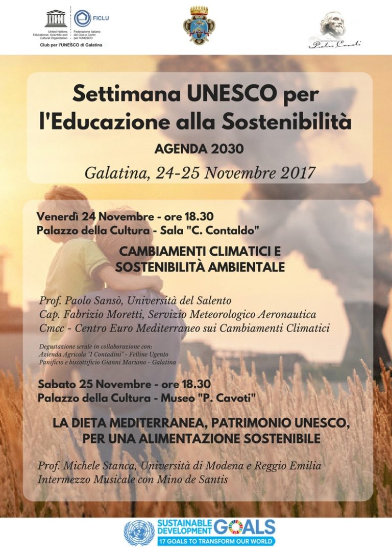 GALATINA (LE). “Settimana UNESCO per l’Educazione alla Sostenibilità Agenda 2030”