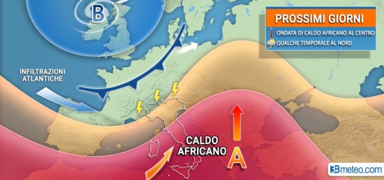 3BMETEO.COM: “CALDO AFRICANO ma sono in arrivo anche I TEMPORALI”