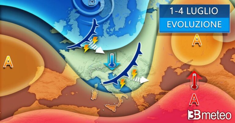 3BMETEO.COM: “Caldo africano nel weekend ma dal 1 luglio nuovo stop all’estate con temporali e calo termico”