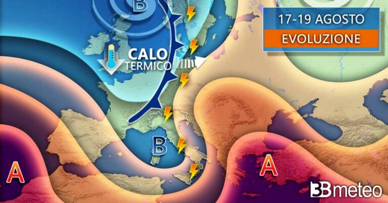 3BMETEO.COM: “Stop al grande caldo dal weekend, in arrivo nubi-fragi, temporali e calo termico anche di oltre 6-8°C”