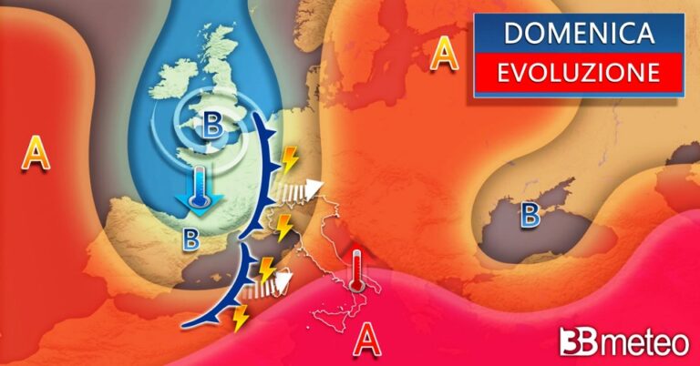 3BMETEO.COM: “Domenica arriva una intensa perturbazione, stop al caldo anomalo”