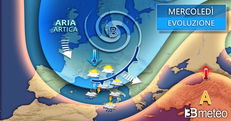 3BMETEO.COM: “Aria artica punta l’Italia: settimana con piogge, freddo e neve a medio-bassa quota”